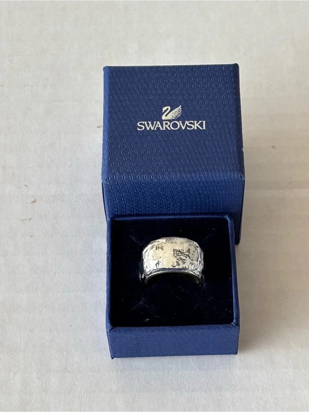 Swarovski Crystal Wide Faceted Ring - Clear